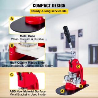 Μηχανή Κατασκευής Κουμπιών VEVOR 44mm με 1000 Κουμπιά  XZJ44MM1000K...