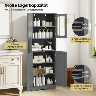 Costway Ελεύθερη Ψηλή Ντουλάπα Μπάνιου με Ρυθμιζόμενο Ράφι και Προσ...