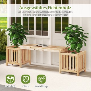 Costway  Ξύλινος Κήπος: Πάγκος Διπλής Άνεσης με Ενσωματωμένες Γλάστ...