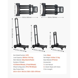 VEVOR Πτυσσόμενο Καρότσι Μεταφοράς 290 lbs για Μετακινήσεις BXSTHC4... VEVOR Πτυσσόμενο Καρότσι Μεταφοράς 290 lbs για Μετακινήσεις BXSTHC4...