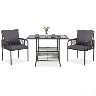 Costway Σετ Κήπου Τριάδας από Ρατάν, Πρακτικό Υπαίθριο Σετ με Μαξιλ...