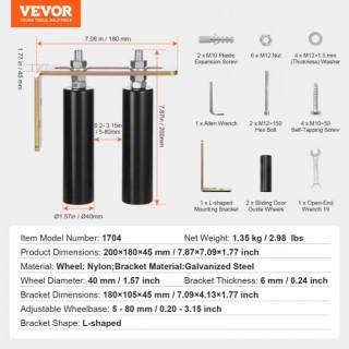 VEVOR  Σετ Συρόμενης Πύλης 6 με Ροδάκια και Γωνιακή Βάση  HMDXLKDJZ...