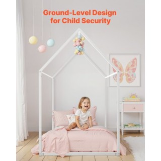 VEVOR Μεταλλικό Παιδικό Κρεβάτι Δαπέδου με Σκεπή - Χρώμα Λευκό HGCB...
