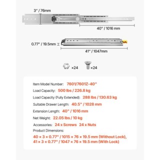 VEVOR Συρόμενοι Οδηγοί Συρταριού Soft-Close με Πλήρη Επέκταση ZXCTH... VEVOR Συρόμενοι Οδηγοί Συρταριού Soft-Close με Πλήρη Επέκταση ZXCTH...