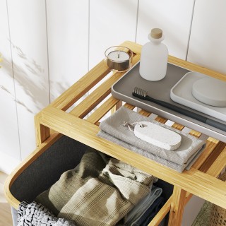 HOMCOM Καλάθι Απλύτων με Αποσπώμενη Τσάντα και Ράφια από Μπαμπού, ... HOMCOM Καλάθι Απλύτων με Αποσπώμενη Τσάντα και Ράφια από Μπαμπού, ...