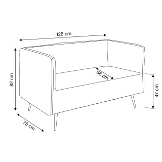 Galileo Διθέσιος vintage καναπές ottanio 126x75x82 cm από ξύλο με π...