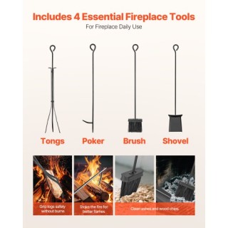 VEVOR Εσωτερική  Ξυλοθήκη με Εργαλεία Τζακιού, 2 Επιπέδων, Αντοχή έ...