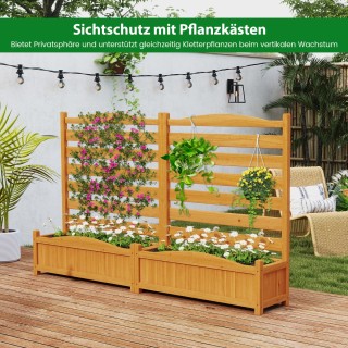 Costway Διακοσμητικός Ξύλινος Φράχτης Κήπου με Φυτοδοχείο και Σχάρα...