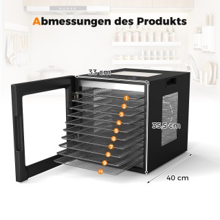 Costway Αποξηραντήρας 850W με 10 προγράμματα, 10 ανοξείδωτες σχάρες...