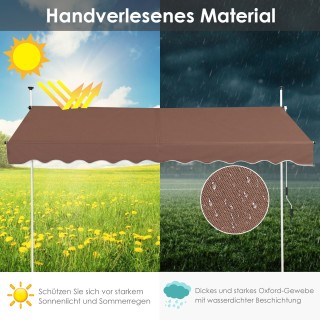 Costway  Αυτοστήριχτη Μοκασίνι Μπαλκονιού 300 εκ, UV-ανθεκτική, Ρυθ...