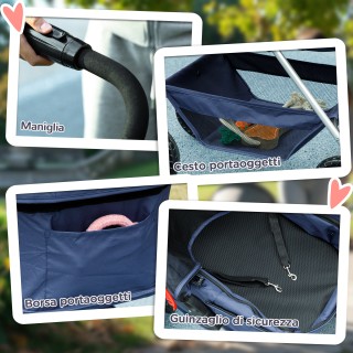 PawHut Πτυσσόμενο Καροτσάκι για Σκύλους 3 σε 1 με Τσάντα Μεταφοράς ...