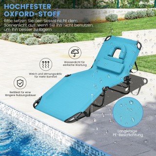 Costway Πτυσσόμενη Ξαπλώστρα Παραλίας με Ρυθμιζόμενη Πλάτη και Αφα... Costway Πτυσσόμενη Ξαπλώστρα Παραλίας με Ρυθμιζόμενη Πλάτη και Αφα...