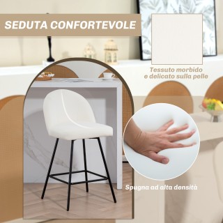 HOMCOM Σετ από 2 Σκαμπό Μπαρ με Πλάτη από Βελούδο και Υποπόδιο από ...