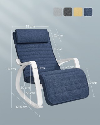 Κουνιστή Καρέκλα SONGMICS με Ρυθμιζόμενο Υποπόδιο - Μπλε/Λευκό Κουνιστή Καρέκλα SONGMICS με Ρυθμιζόμενο Υποπόδιο - Μπλε/Λευκό