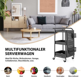 Καρότσι Τροφίμων 3 Επιπέδων με Χώρο Πολλαπλών Χρήσεων COSTWAY KC55... Καρότσι Τροφίμων 3 Επιπέδων με Χώρο Πολλαπλών Χρήσεων COSTWAY KC55...