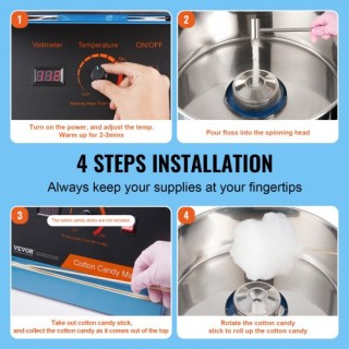 Μηχανή Μαλλιού της Γριάς VEVOR 1000W, Επαγγελματική με Ανοξείδωτο Κ... Μηχανή Μαλλιού της Γριάς VEVOR 1000W, Επαγγελματική με Ανοξείδωτο Κ...