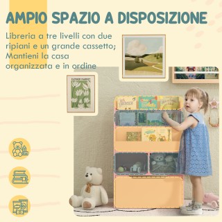 HOMCOM Μικρή Βιβλιοθήκη για Παιδιά με Ράφια και Συρτάρι σε MDF 60x2... HOMCOM Μικρή Βιβλιοθήκη για Παιδιά με Ράφια και Συρτάρι σε MDF 60x2...