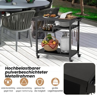 Costway Φορητή Ψησταριά Εξωτερικού Χώρου με Τρεις Ράφια, 4 Κλειδωμέ...