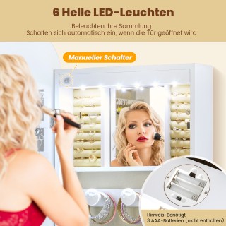 Costway Πολυλειτουργικός Καθρέφτης Σώματος με Κλειδωμένο Ντουλάπι Κ...