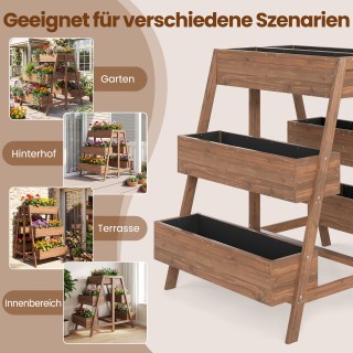 Costway Πολύεπιπέδες Ξύλινες Ζαρντινιέρες με Σχέδιο Λάτας & 6 Κασπώ...