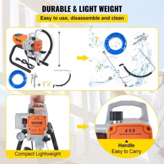 VEVOR Πιστόλι Βαφής Υψηλής Πίεσης 600W για Τοίχους  ZS1500W20LMINDG...
