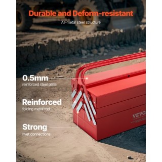 VEVOR Εργαλειοθήκη 18 ιντσών με 3 επίπεδα και 5 δίσκους, αναδιπλούμ...