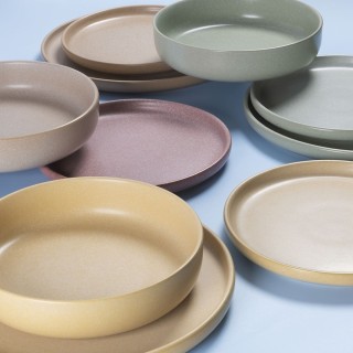 Villa DEste Σετ 6 τμχ  Πιάτο βαθύ ματ εφέ πέτρας από γρανίτη Indigo...