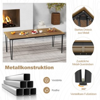 Costway Ξύλινο Τραπέζι Κήπου με Οπή Ομπρέλας 5cm για Εξωτερικούς Χώ...