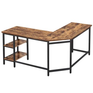 Γραφείο Υπολογιστή  Γωνιακό σε σχήμα L 138 x 76 x 50 cm Μαύρο/ Καφέ...