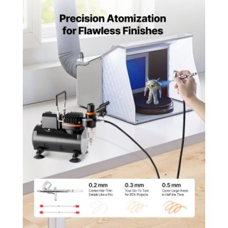 VEVOR Σετ Αερογράφου 1/6 HP Κομπρεσέρ με 1 Αερογράφο, 3 Μύτες και Σ... VEVOR Σετ Αερογράφου 1/6 HP Κομπρεσέρ με 1 Αερογράφο, 3 Μύτες και Σ...