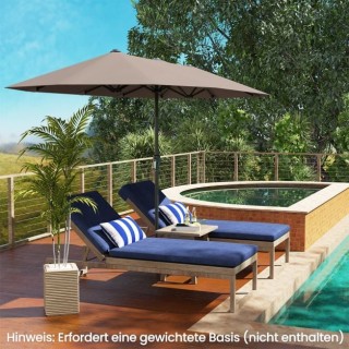 Costway Διπλή Ορθογώνια Ομπρέλα Μπαλκονιού 400x215 cm, Αδιάβροχη, Κ...