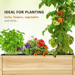 Outsunny Garden Planter με τρύπα αποστράγγισης και ρόδες, σε ξύλο ε...