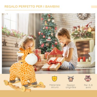 HOMCOM κουνιστή πολυθρόνα σε σχήμα καμηλοπάρδαλης με ρόδες για παιδ...