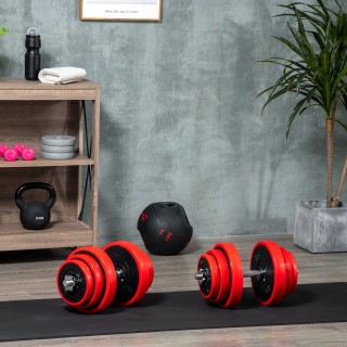 Σετ αλτήρες γυμναστικής HOMCOM με βάρη 40 κιλών με επικάλυψη από κα... Σετ αλτήρες γυμναστικής HOMCOM με βάρη 40 κιλών με επικάλυψη από κα...