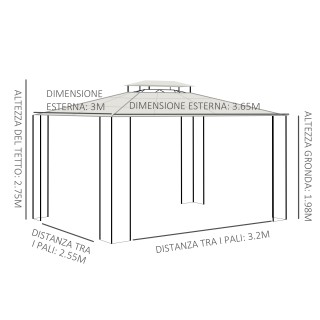 Outsunny Garden Gazebo 3,65x3m με στέγη από πολυανθρακικό 2 επιπέδω... Outsunny Garden Gazebo 3,65x3m με στέγη από πολυανθρακικό 2 επιπέδω...