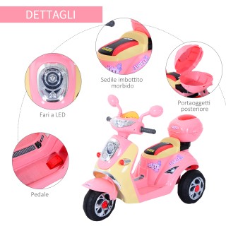 Homcom Scooter για Παιδιά Ηλεκτρικό τρίκυκλο για κορίτσια 6V με φώτ...
