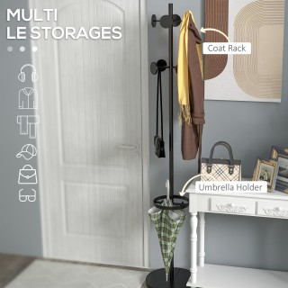 Κρεμάστρα δαπέδου HOMCOM με ομπρέλα και 8 μεταλλικούς γάντζους δίσκ...