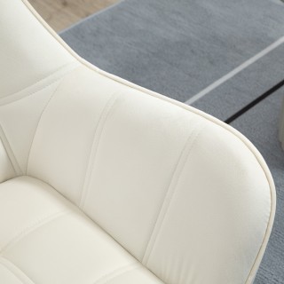 Πολυθρόνα Scandinavian Design HOMCOM σε Ξύλο και Κρεμ βελούδο εφέ, ...