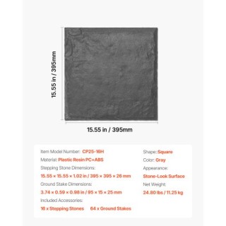 VEVOR Διακοσμητικές Πλάκες Βήματος 16 Τεμαχίων για Κήπους και Διαδρ... VEVOR Διακοσμητικές Πλάκες Βήματος 16 Τεμαχίων για Κήπους και Διαδρ...