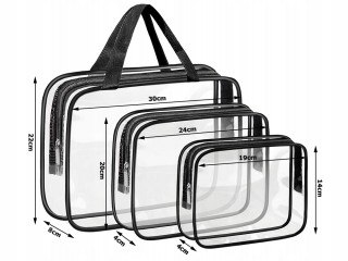 Verk Group Σετ Διάφανες Καλλυντικές Τσάντες 3 σε 1 για Ταξίδια Αερο...