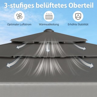 Costway Κεκλιμένη ομπρέλα κήπου 300 εκ. με τριώροφη αεριζόμενη οροφ...