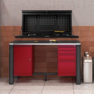 Costway επιτοίχιος αναδιπλούμενος πάγκος εργασίας με διάτρητο πίνακ...