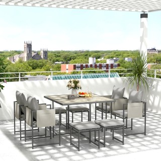 Outsunny Σετ Επίπλων Κήπου με Τραπέζι Φαγητού, 4 Καρέκλες Εξωτερικο...