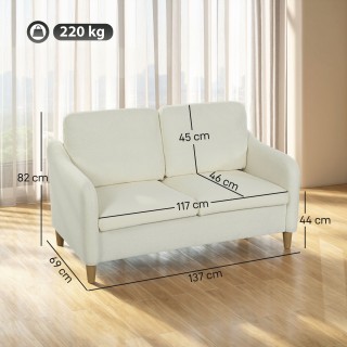 HOMCOM Μοντέρνος Διθέσιος Καναπές με Παχιά Μαξιλάρια και Επένδυση S...