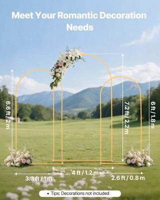 VEVOR Σετ Μεταλλικών Χρυσών Αψίδων 3 Τεμαχίων για Εκδηλώσεις BYDGMJ...