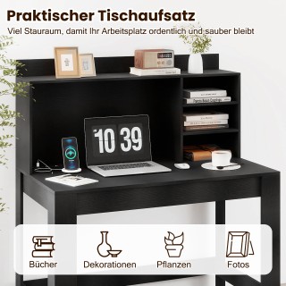 Costway Μαύρο Γραφείο με Άνω Ντουλάπι και Ενσωματωμένες Πρίζες & Οδ... Costway Μαύρο Γραφείο με Άνω Ντουλάπι και Ενσωματωμένες Πρίζες & Οδ...