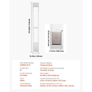 VEVOR Πόρτα Κατοικίδιου για Συρόμενη Γυάλινη Πόρτα, Ρυθμιζόμενο Ύψο... VEVOR Πόρτα Κατοικίδιου για Συρόμενη Γυάλινη Πόρτα, Ρυθμιζόμενο Ύψο...