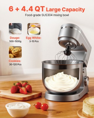 VEVOR Ηλεκτρικός Μίξερ Κουζίνας 5.7L, 1500W, Ασημί CJBTMSJBJWDSF7PC...