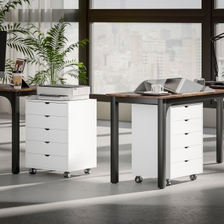 HOMCOM Γραφείο με Συρταριέρα 5 Συρταριών για Έγγραφα A3, με Ρόδες κ...