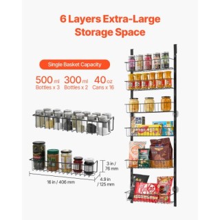 VEVOR Ρυθμιζόμενη Κρεμαστή Ραφιέρα 6 Επιπέδων για Πόρτα Αποθήκευσης...